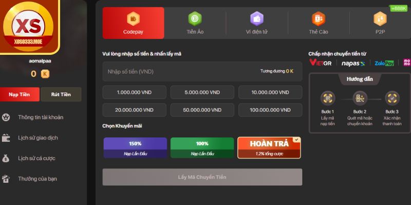 Ưu điểm nổi bật khi thực hiện nạp tiền Xoso333