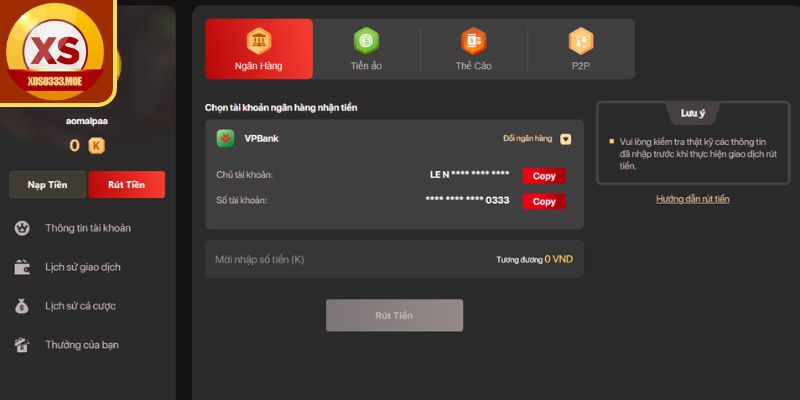 Ba phương thức phổ biến khi thực hiện rút tiền Xoso333